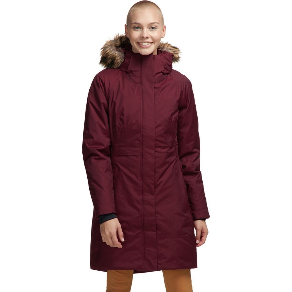 THE NORTH FACE @ 550 DRYVENT GOOSE‎ DOWN FUR HOOD LONG MAROON COAT XS